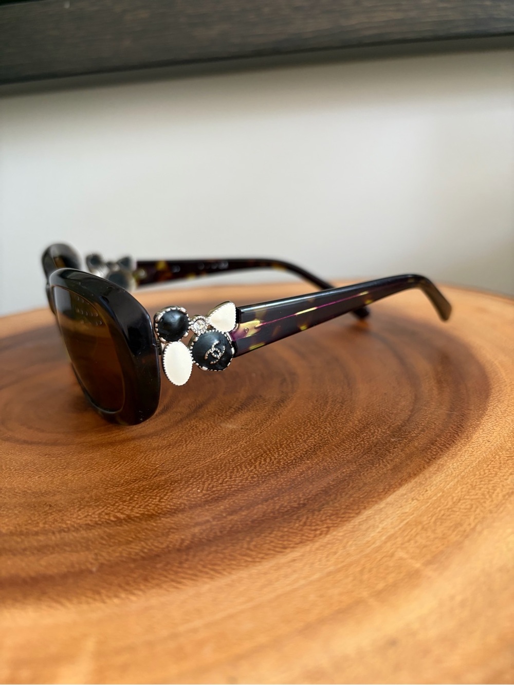 Chanel Brown Oval Vintage Sunglasses